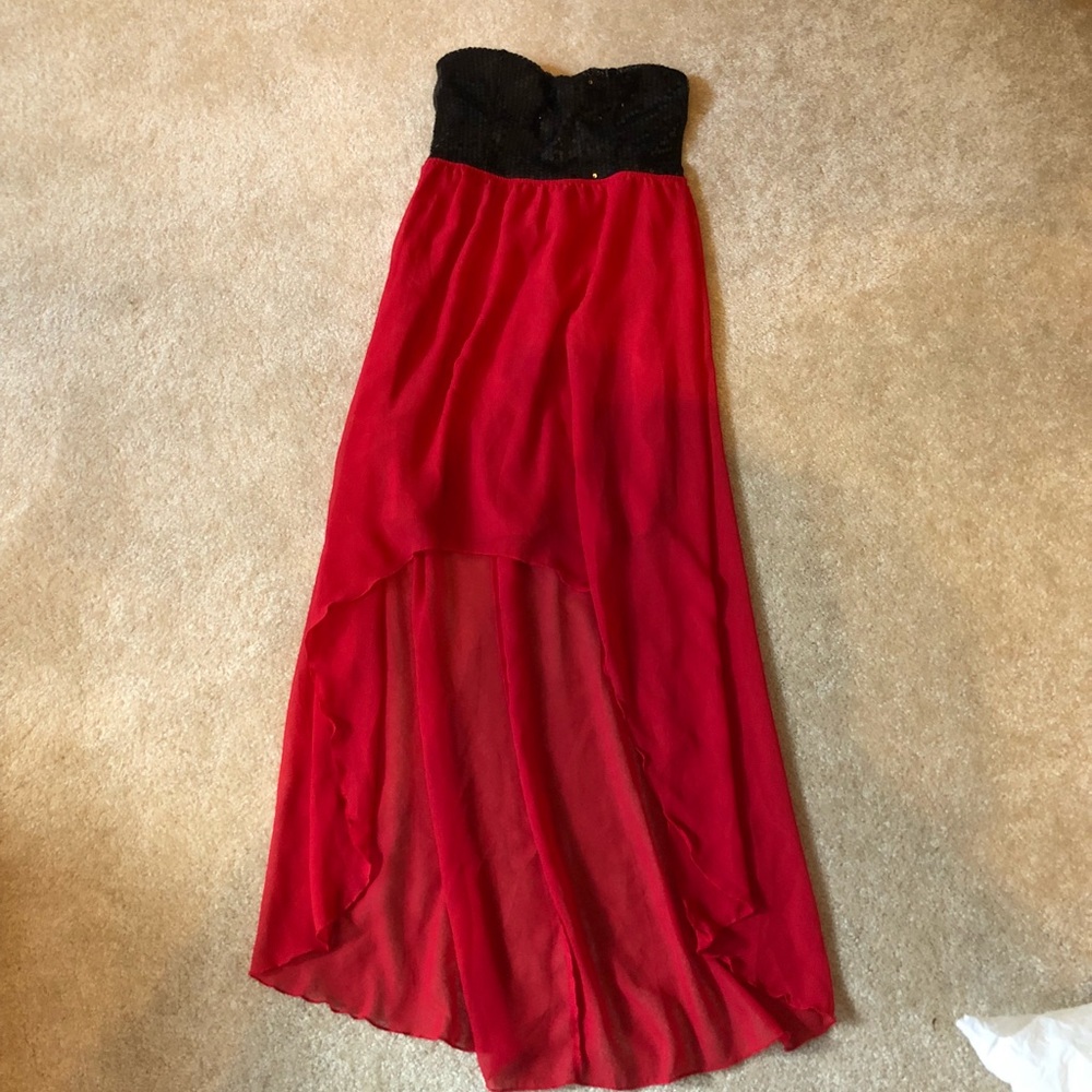 High low red dress